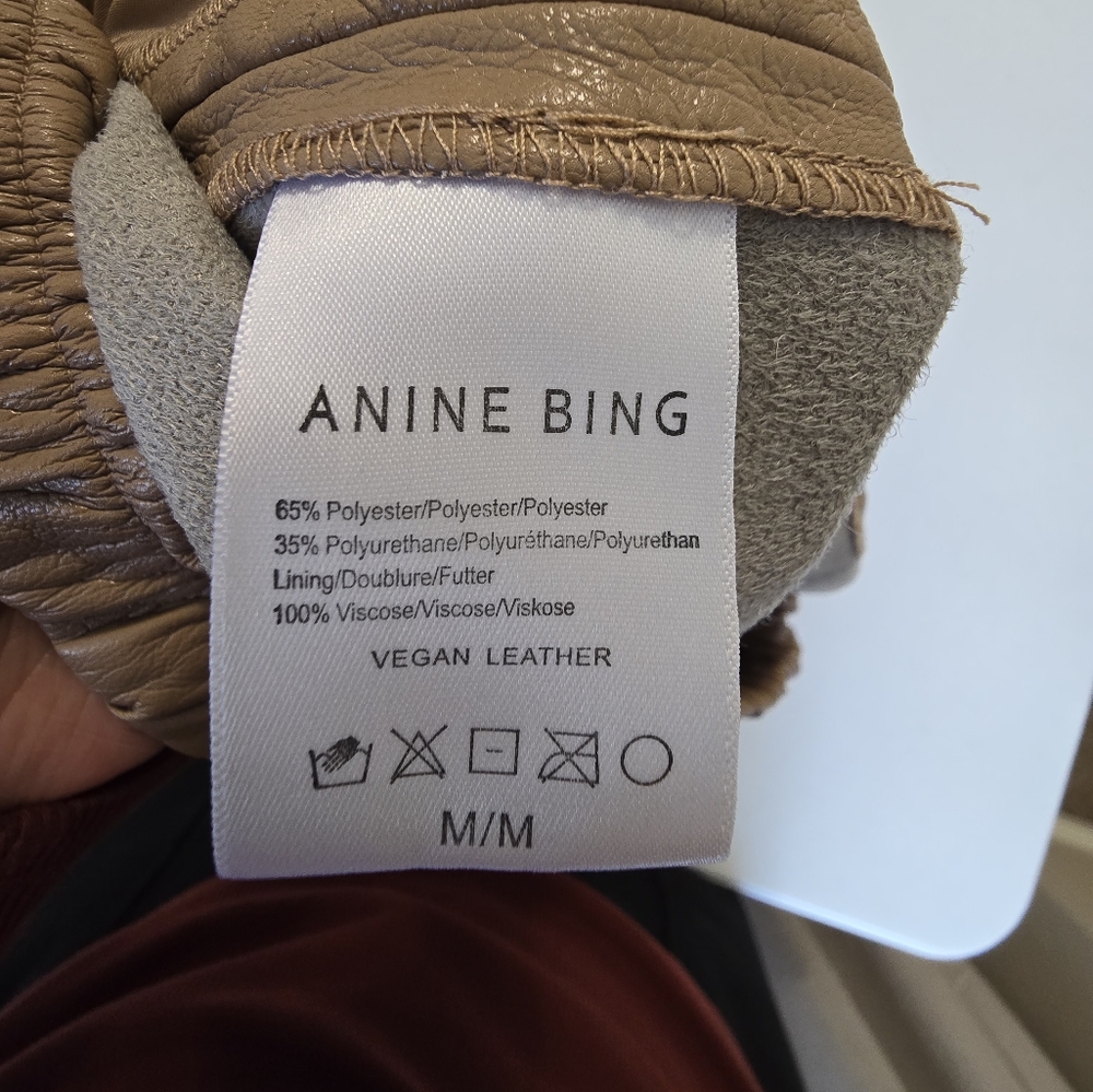 Anine Bing High Waist Shorts in Tan - Picture 10 of 11